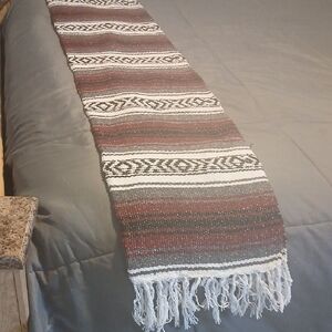 Woven Striped Blanket Throw - Red and White